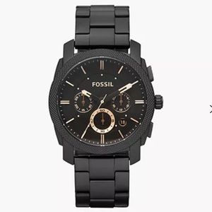 Fossil Men’s Machine Mid-Size Chronograph Black Stainless Steel Watch